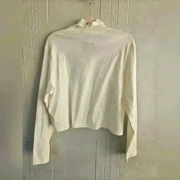 Divided by H&M Plus Ivory Cotton Cropped Mock Neck Long Sleeve Top Sz XXL NWT - Picture 2 of 12